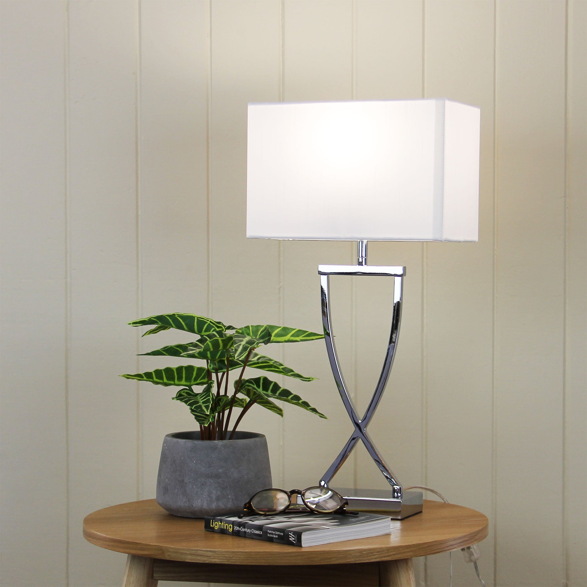 Chi Table Lamp Chrome Complete With Shade